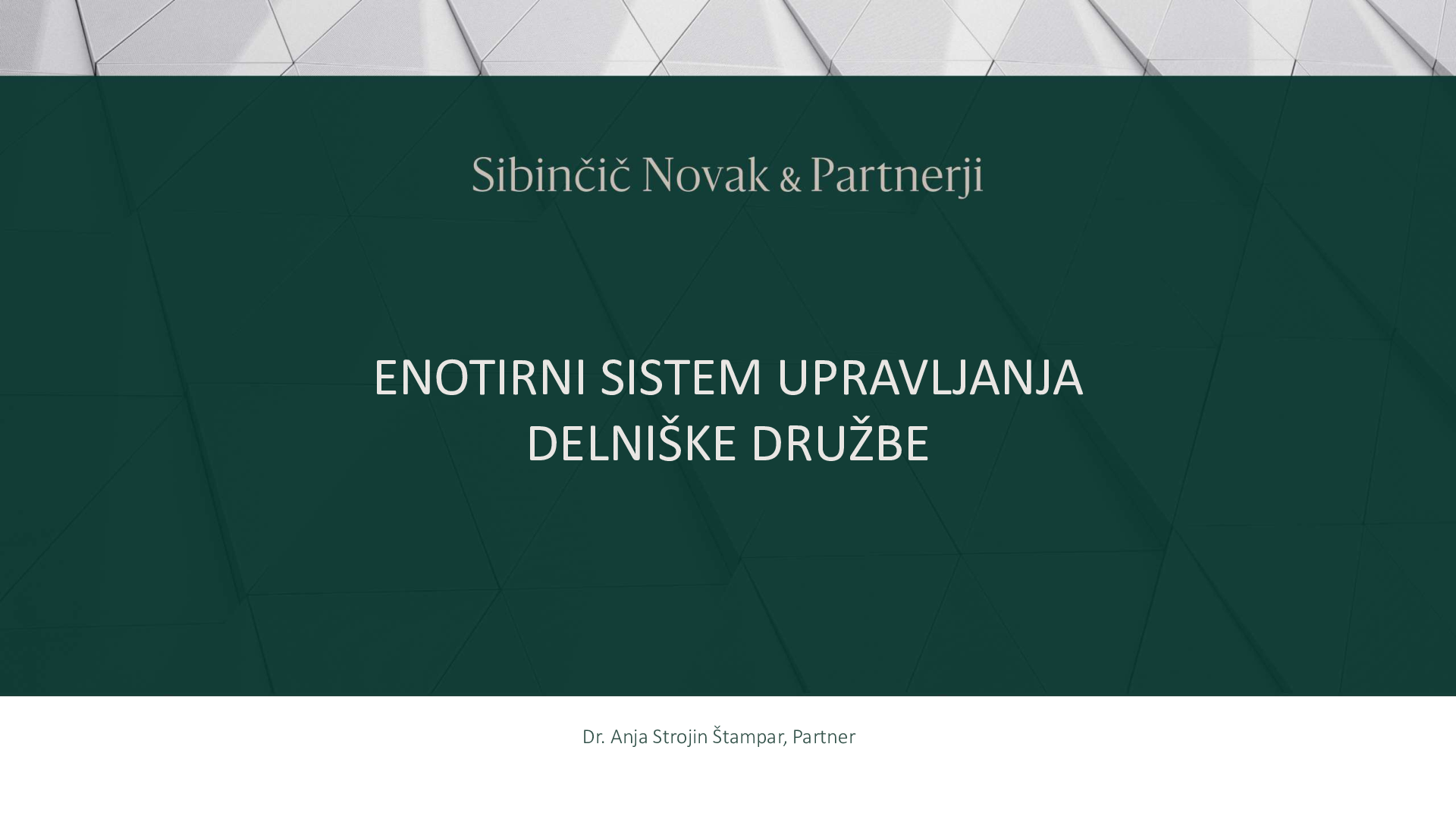 Enotirni sistem upravljnja delniške družbe