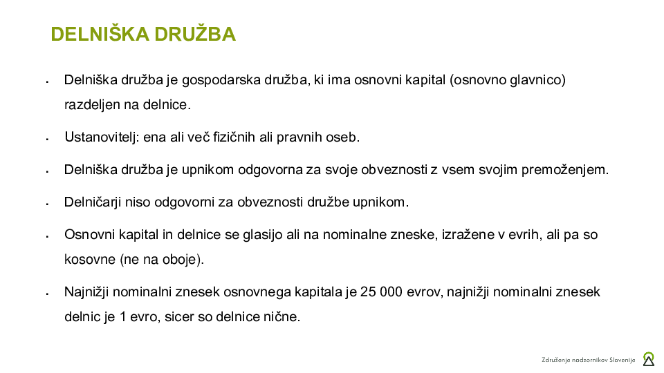 Pravo družb  ("Izobraževanje za nadzornike")