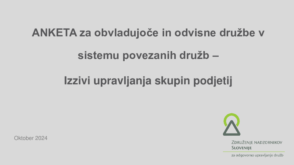 Kaj so največji izzivi upravljanja skupin podjetij - predstavitev ankete ZNS