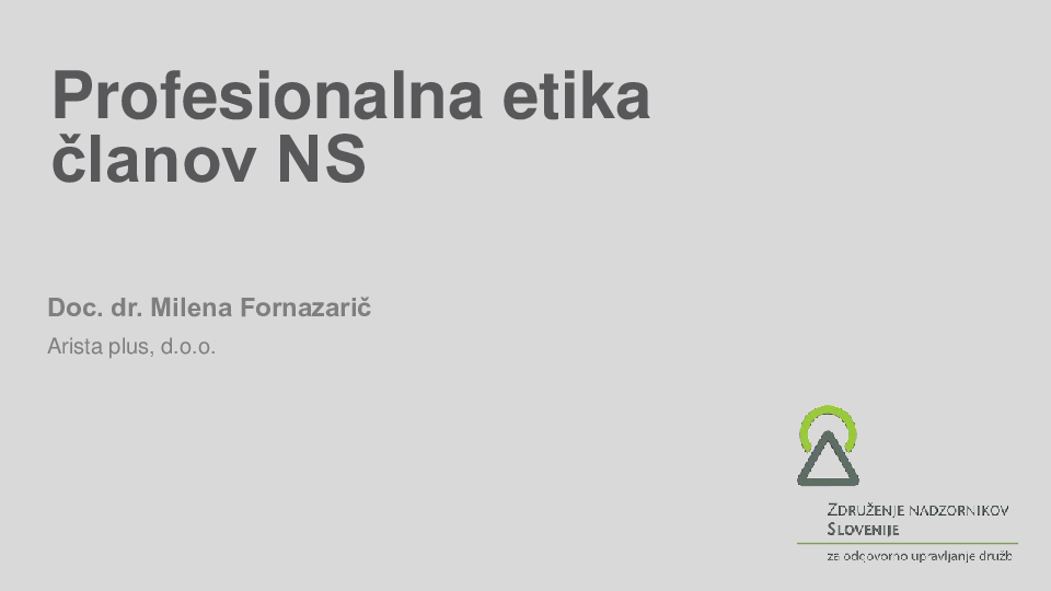 Profesionalna etika članov NS ("Izobraževanje za nadzornike")