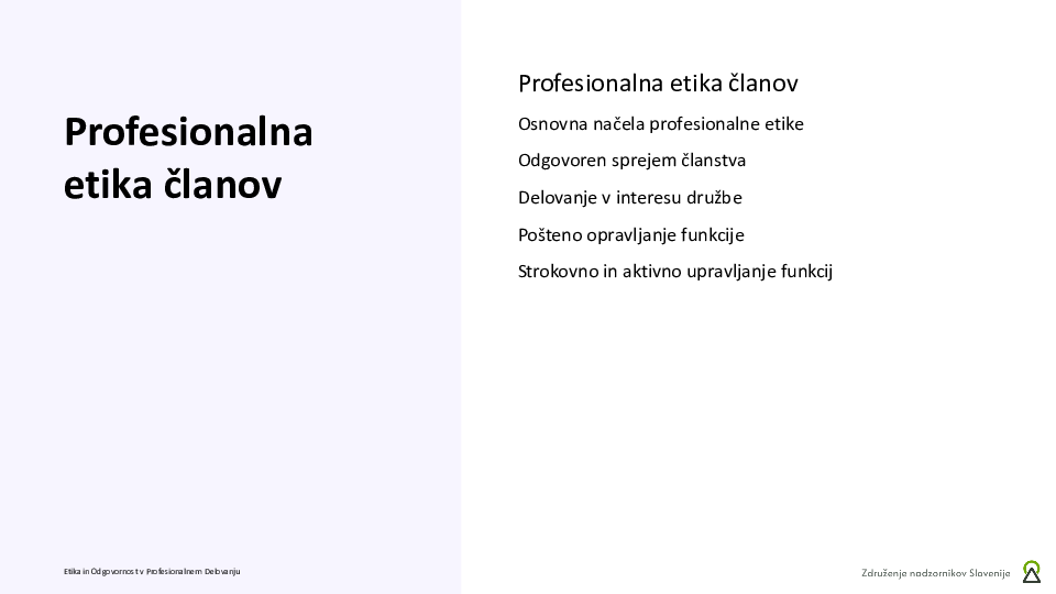 Profesionalna etika članov NS ("Izobraževanje za nadzornike")