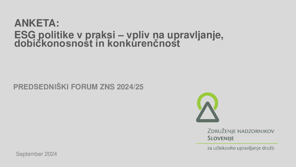 ESG politike v praksi – vpliv na upravljanje, dobičkonosnost in konkurenčnost