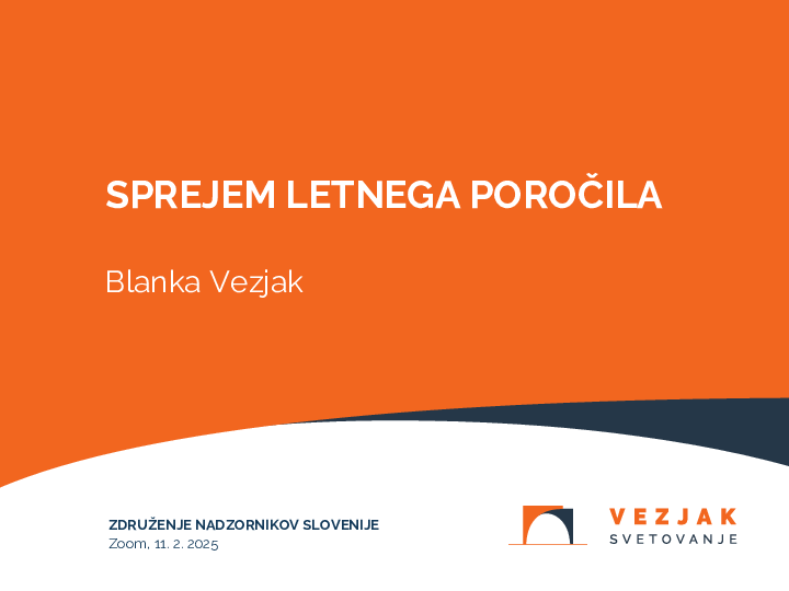 Sprejem letnega poročila - Poslovno poročilo