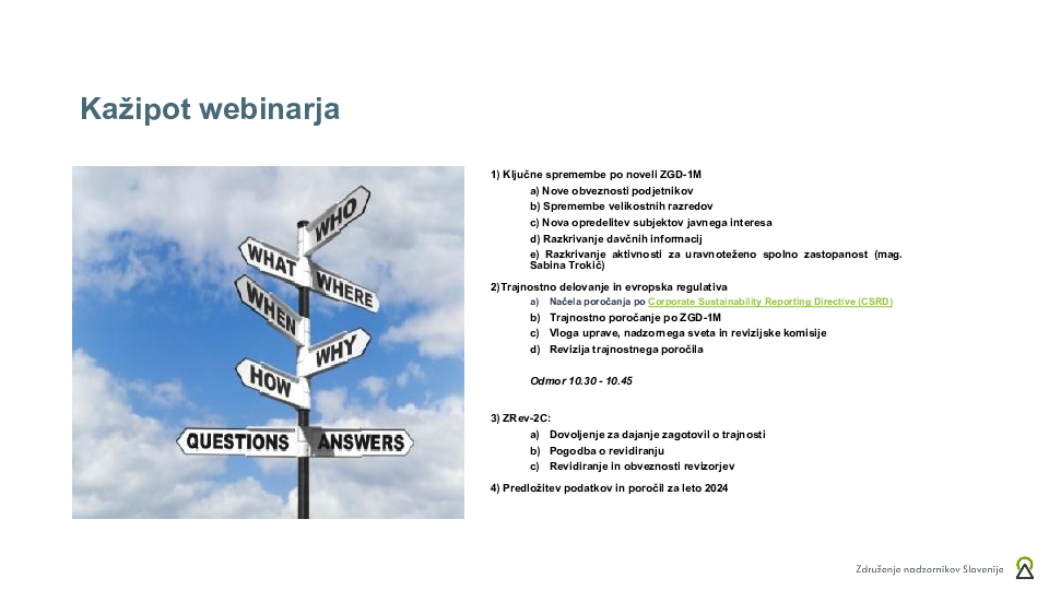 Novosti ZGD-1M in ZRev-2C: ključni poudarki implementacije Direktive o trajnostnem korporativnem poročanju (CSRD) za nadzornike