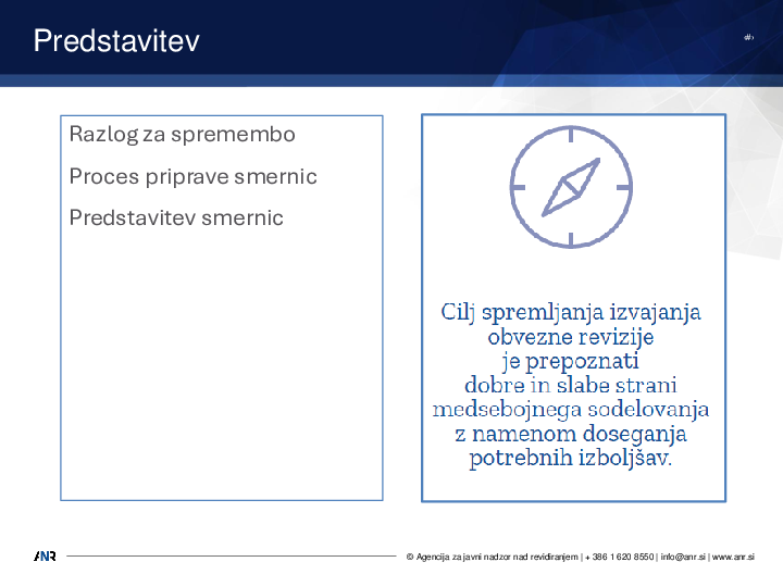 Smernice za revizijske komisije za spremljanje izvajanja obvezne revizije računovodskih izkazov_predstavitev