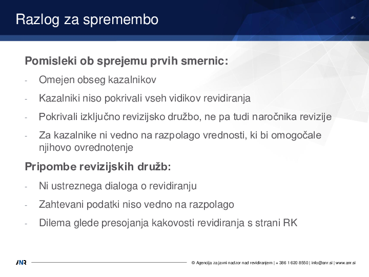 Smernice za revizijske komisije za spremljanje izvajanja obvezne revizije računovodskih izkazov_predstavitev