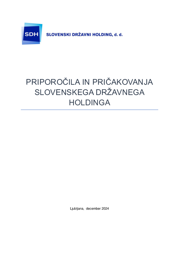 Priporočila in pričakovanja Slovenskega državnega holdinga, d.d.