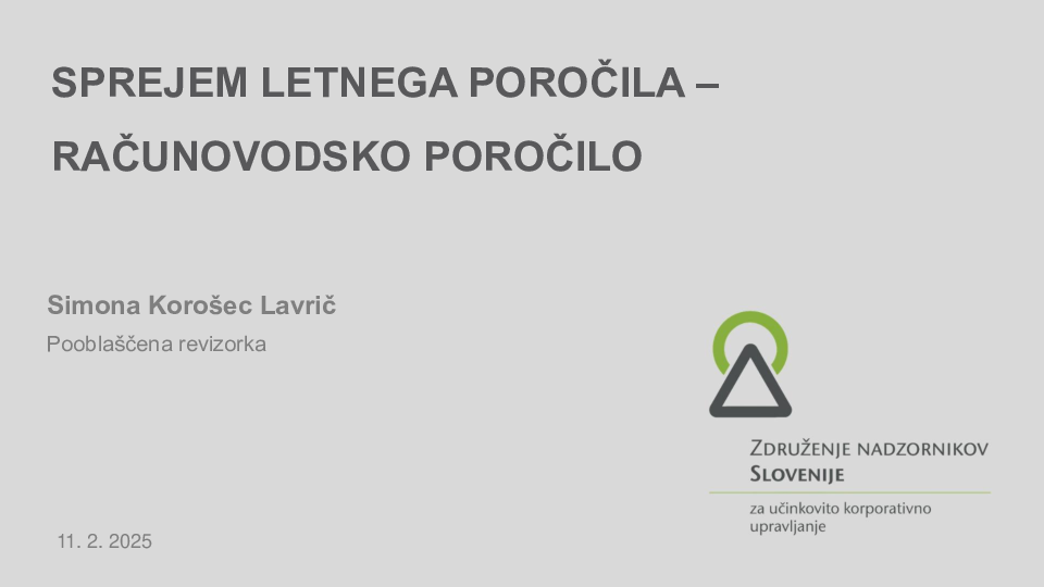 Sprejem letnega poročila - Računovodsko poročilo