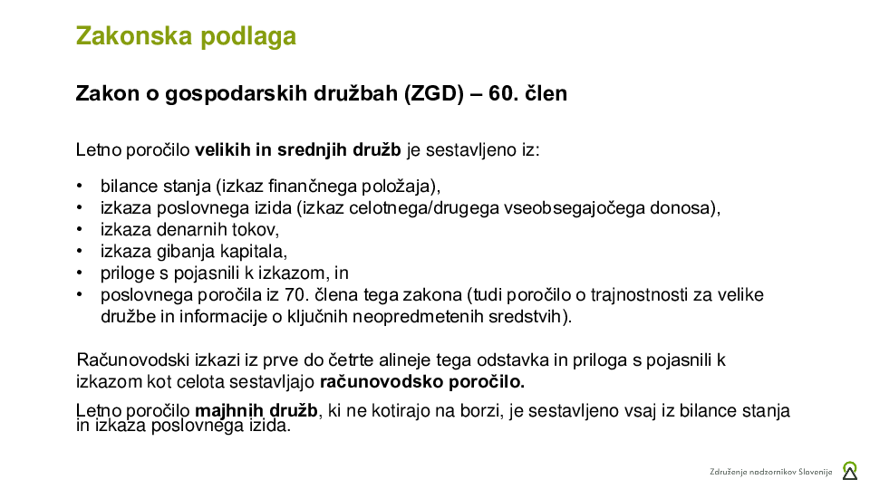 Sprejem letnega poročila - Računovodsko poročilo