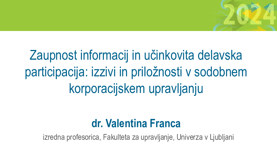 Zaupnost informacij in učinkovita delavska participacija: izzivi in priložnosti v sodobnem korporacijskem upravljanju